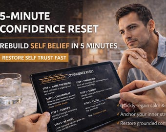 5-Minute Confidence Reset Worksheet | Self-Trust Tool (Digital Printable PDF)
