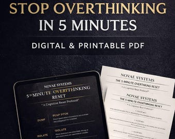 5-Minute Overthinking Reset Worksheet | Mental Clarity Tool (Digital PDF)