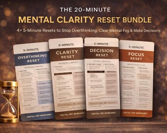 Paquete de ejercicios para restablecer la claridad mental / 20 min. 4 hojas de trabajo de 5 minutos (PDF)