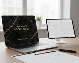 Herramienta para restablecer la claridad mental / Guía de concentración de 5 minutos (Descarga digital)