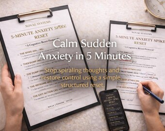 5-Minute Anxiety Reset Worksheet | Stress Relief Tool (Digital PDF)
