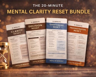 Mental Clarity Reset Bundle | 5-Minute Overthinking, Procrastination, Decision Aid (Digital PDF)