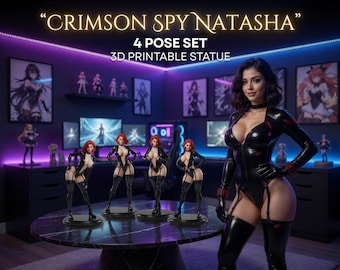Crimson Spy Natasha 4 Pose Set 3D Printable Statue