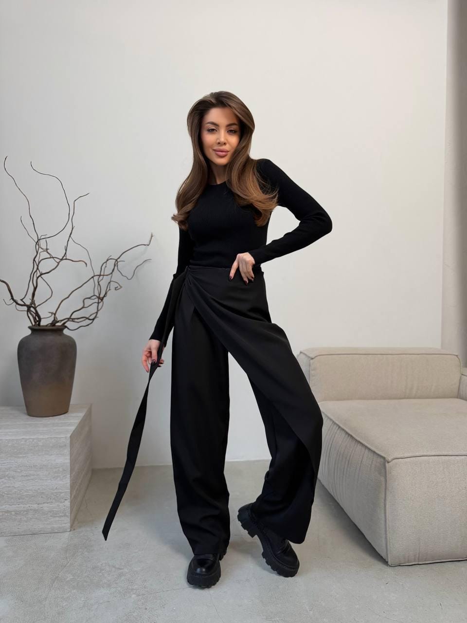 Asymmetrical Wrap Pants | High Waist Draped Trousers - Etsy