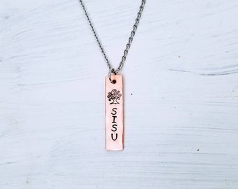 SISU Finnish Heritage Grit Tenacity Perseverance Hand Stamped Necklace Unisex Finnish Jewelry