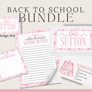 Personalized Back to School Stationery Bundle | Lunch Notes, Envelopes, Crayon Box