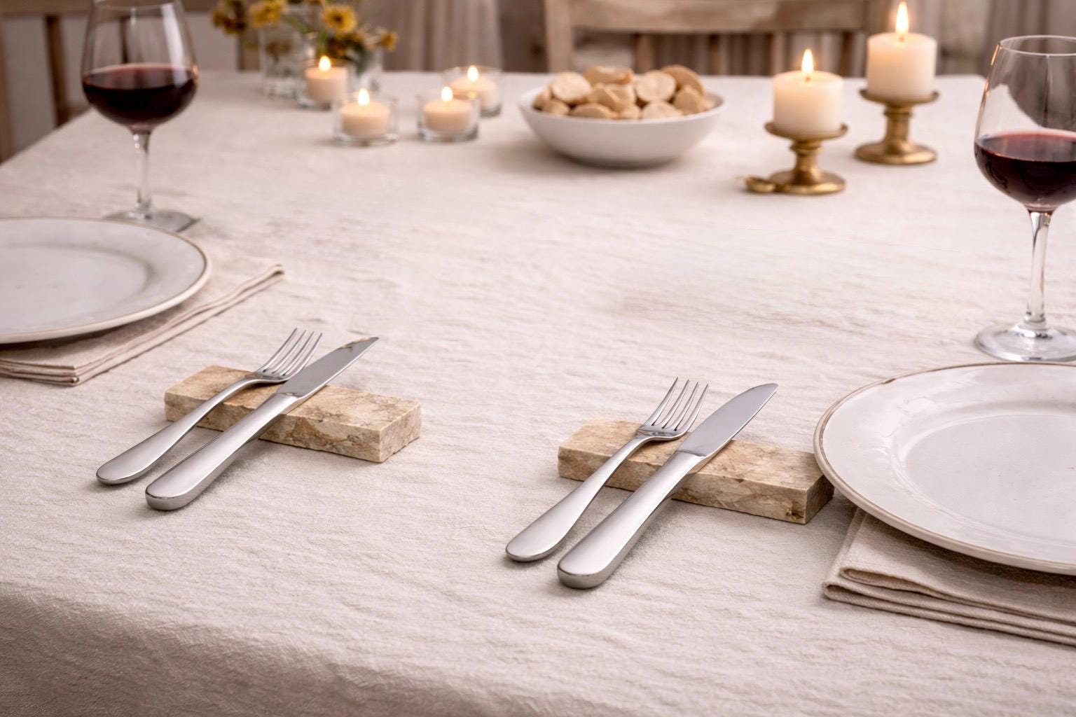 Set de 6 repose-couverts en marbre blanc de Carrare Parati Michelangelo Style