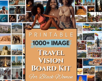 Black Girl Vision Board Kit 2026 Printables , Positive Affirmations for Black Women, Manifestation Planner, Colored Woman, Travel PDF