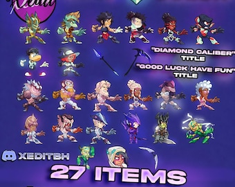 Paquete de 27 artículos de Brawlhalla / Nuevos colores, aspectos, gestos y títulos V7 y V6, CCV2 (Entrega digital)