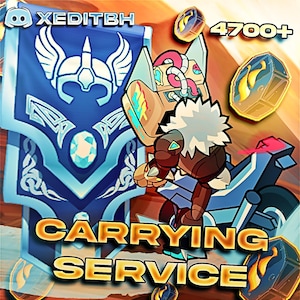 Op de afbeelding: Een digitale afbeelding met een blauwe banner met een helmontwerp en de tekst "XEDITBH". De afbeelding bevat ook een stripfiguur op een motorfiets, de woorden "CARRYING SERVICE" en het nummer "4700+" met verschillende goudkleurige tokens.