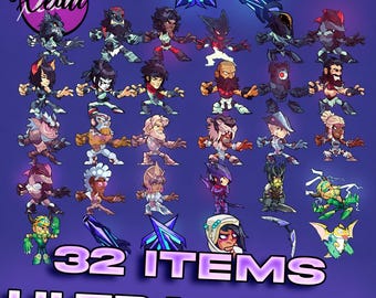 Brawlhalla 32 artículos / Todo en 1 paquete CCV2, V6 Colores (Skins, gesto, título, avatar, emoji) / Leer descripción