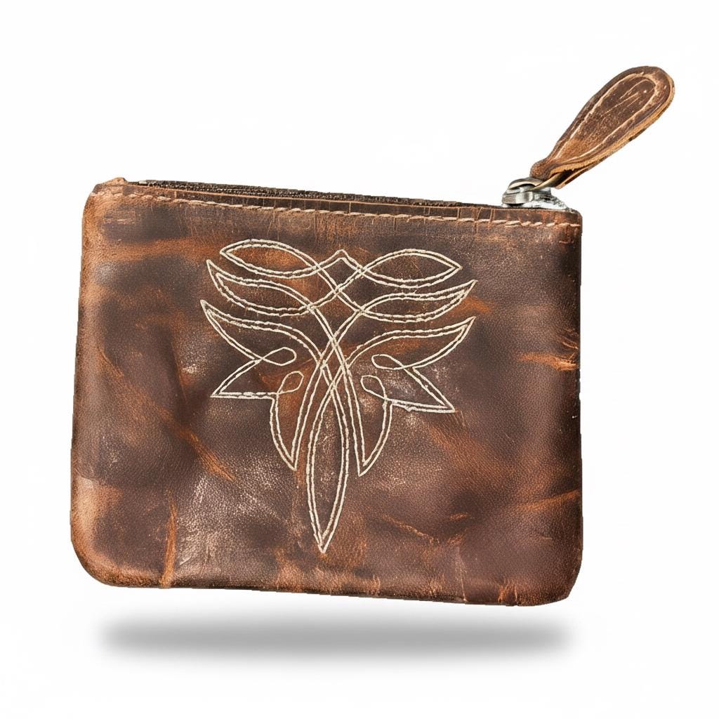 Distressed Leather Coin Pouch 4" x 4.75" image 7