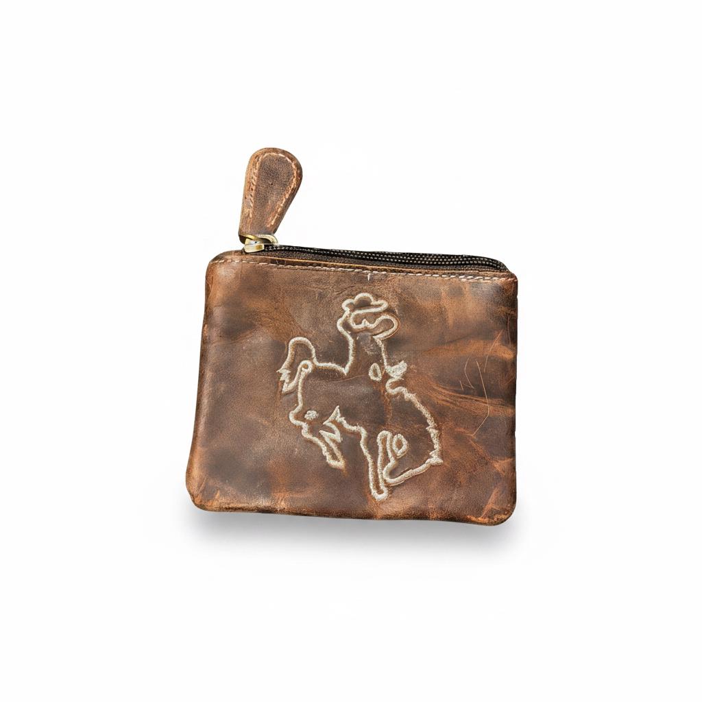 Distressed Leather Coin Pouch 4" x 4.75" image 3