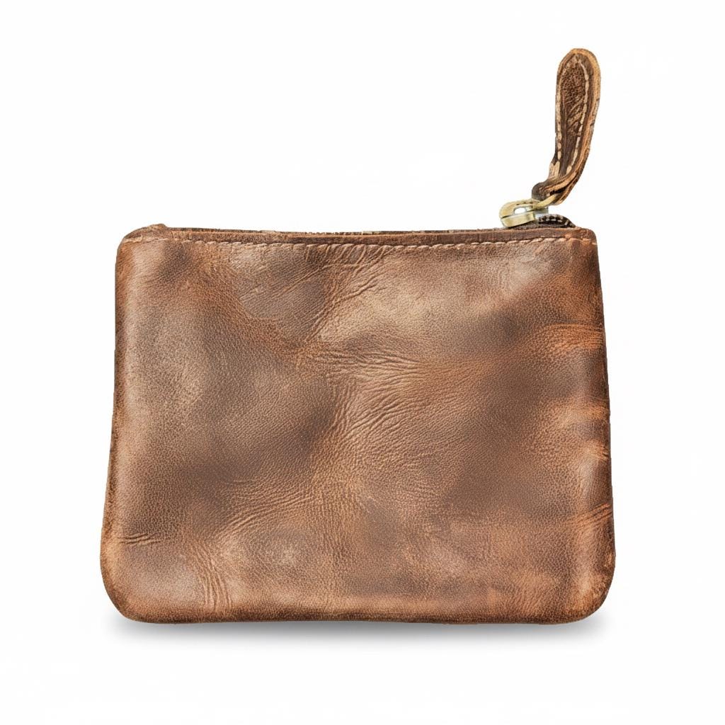 Distressed Leather Coin Pouch 4" x 4.75" image 5
