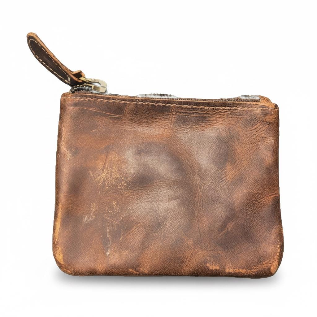 Distressed Leather Coin Pouch 4" x 4.75" image 6
