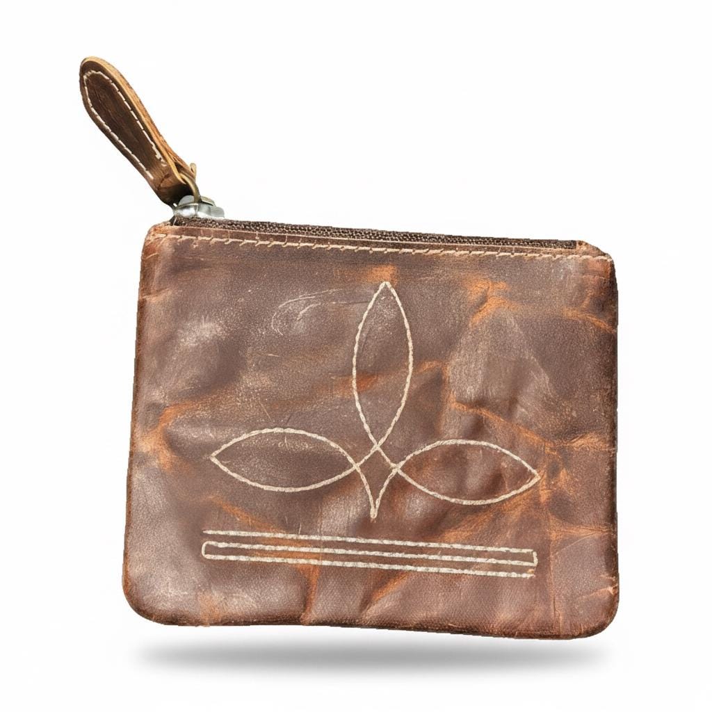 Distressed Leather Coin Pouch 4" x 4.75" image 2