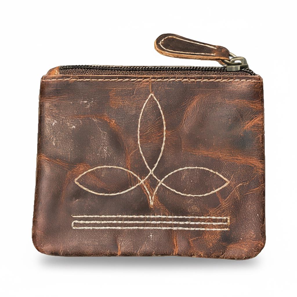 Distressed Leather Coin Pouch 4" x 4.75"