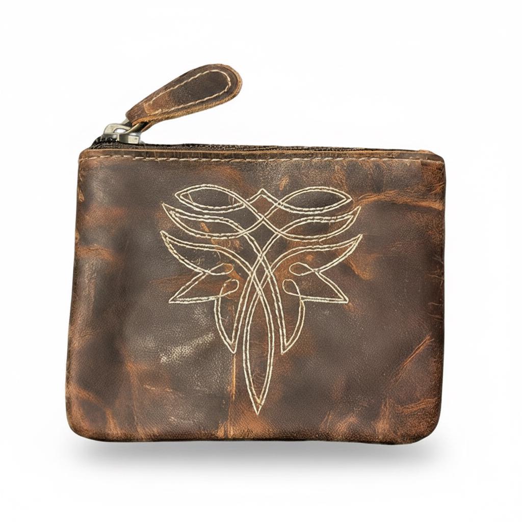Distressed Leather Coin Pouch 4" x 4.75" image 8