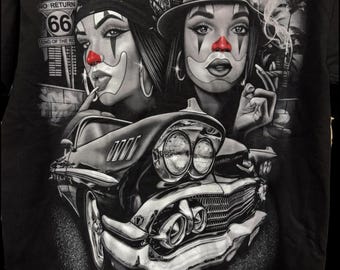 Koszulka z grafiką w stylu Chicano – Tears of a Clown XL