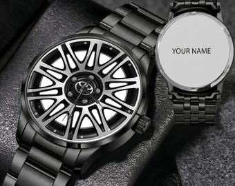 Toyota Spoke Alloy Wheel Machined Car Watch, Automotive Timepiece - Gift Wristwatch