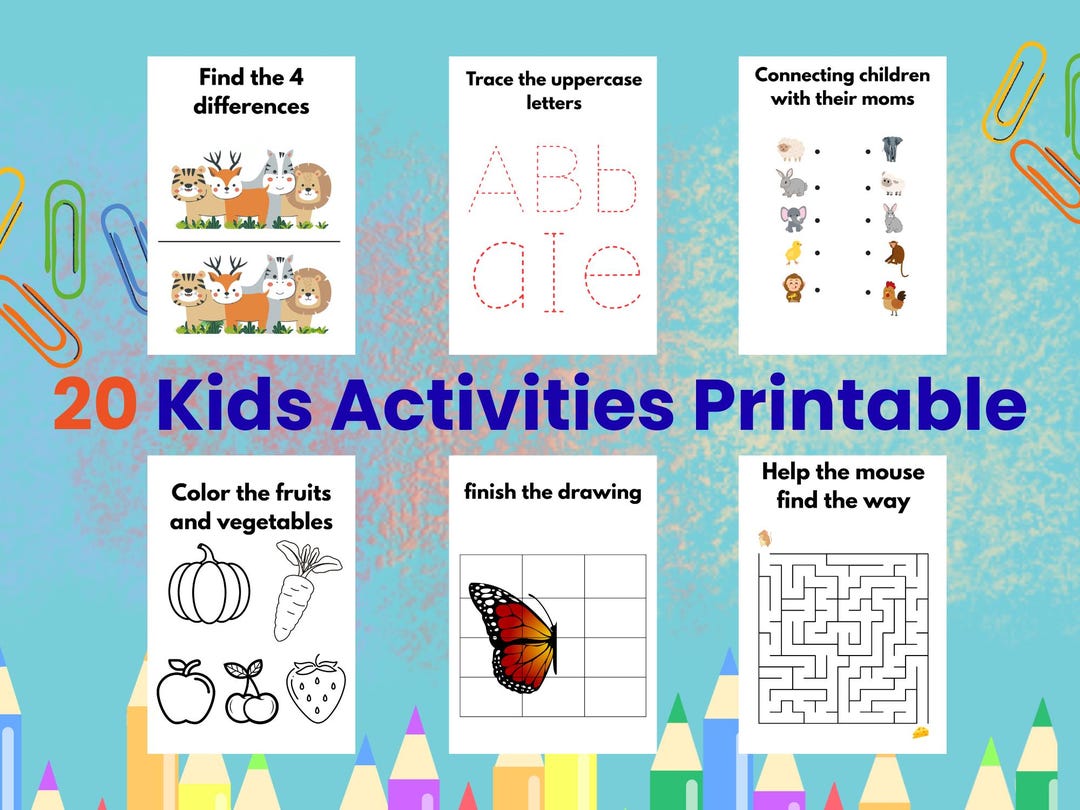 20 Kids Activities Printable , Fun Learning Worksheets for Kids ...