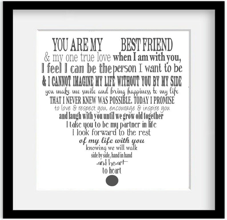 Personalized Wedding Vows. Modern Typography Giclee Art 