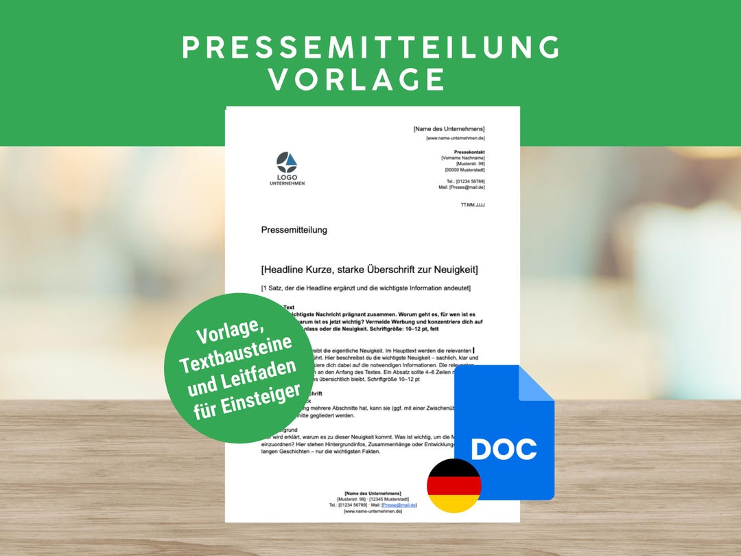 PRESS RELEASE Template | Google Docs Template + Guidelines + Text ...
