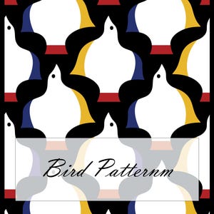 Digitalt fågelmönster, Escher-stil, tessellation, geometrisk, sömlös