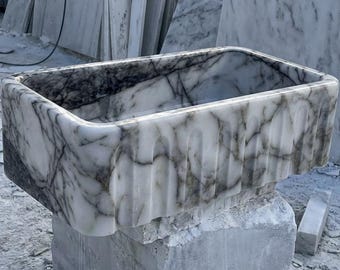 Custom Size Handcarved lilac Marble Sink, Wall Mounted Marble Sink
