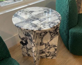 Custom Size Calacatta Viola Marble Coffee Table, Live Edge Table, Marble Side Table, Marble Plinth Coffee Table, Rustic Low Coffee Table