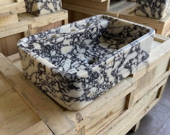 Calacatta Viola Marble Sink, Handmade Purple Vein Bathroom Basin