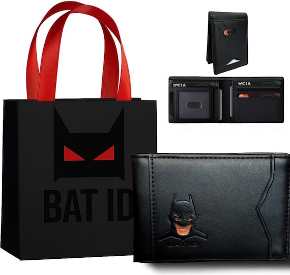 Bat ID Leather Bifold Wallet with RFID Protection – Bat-Inspired Men’s Wallet with Gift Bag