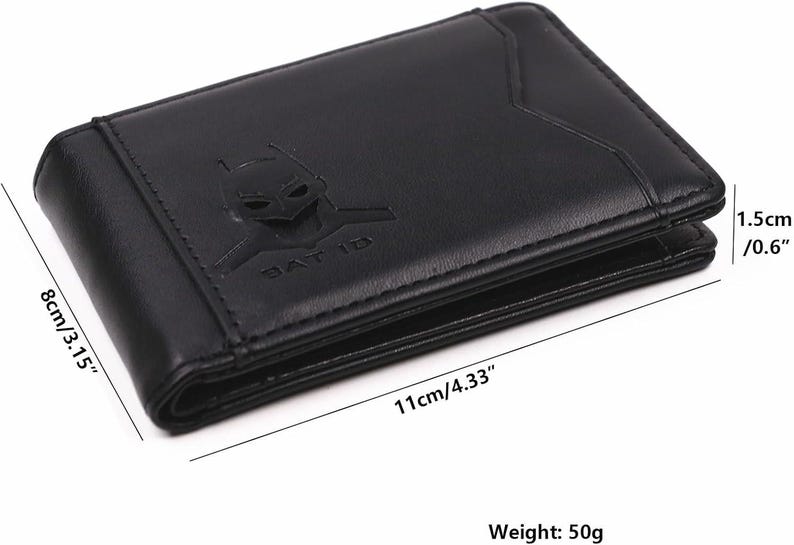 Bat ID Leather Bifold Wallet with RFID Protection – Bat-Inspired Men’s Wallet with Gift Bag zdjęcie 4