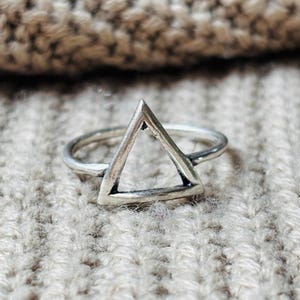 Geometric Triangle Minimalist Ring, 925 Sterling Silver Ring, Boho Statement Ring For Women