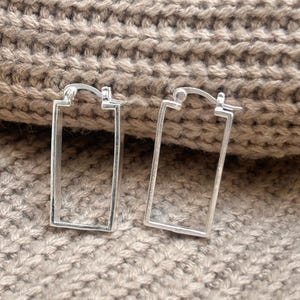 Minimalistische Sterling Silber Rechteck Creolen • Geometrischer Schmuck