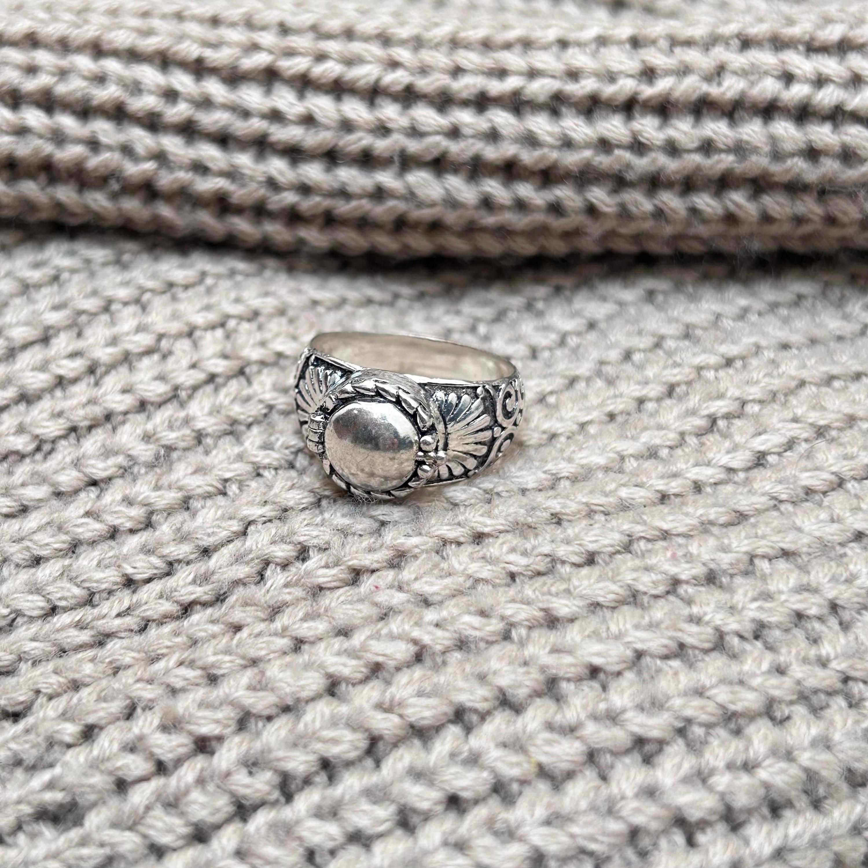Ornate Signet Ring • 925 Sterling Silver Ring • Vintage Mens Ring