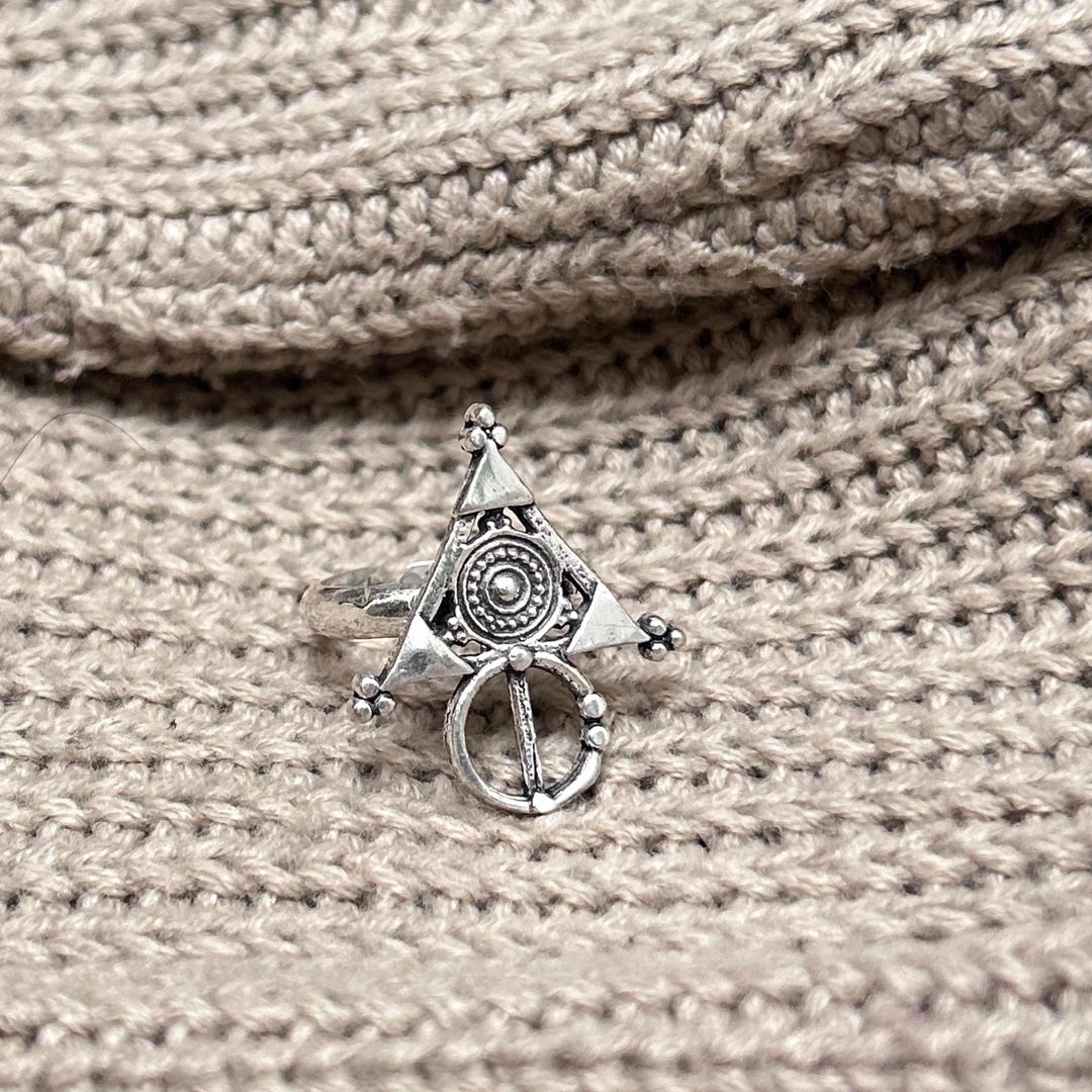 Symble Ring Triangle Symbol Statement Ring • 925 Sterling Silver Boho Ring • Tribal ...