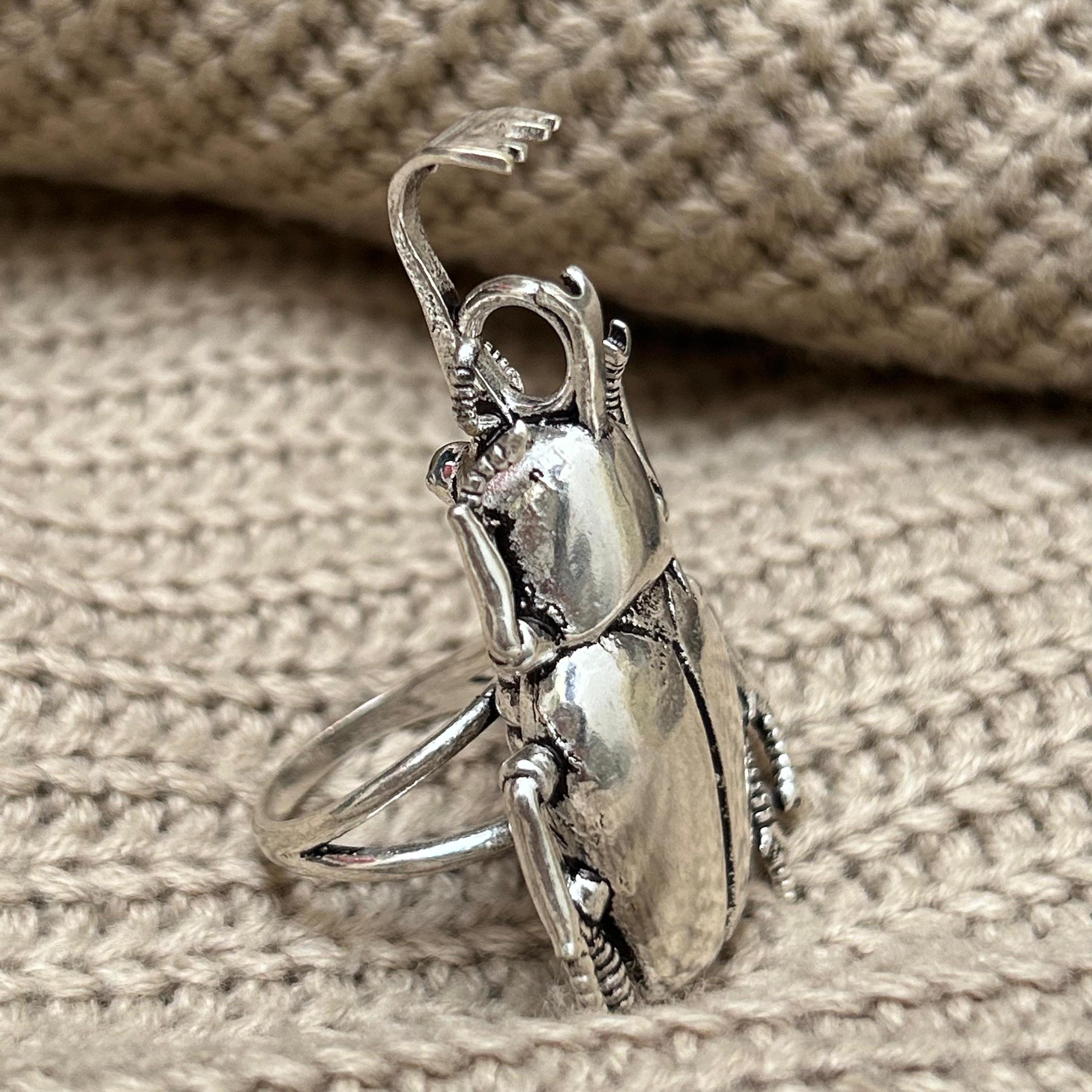 Oxidized Sterling Silver Stag Beetle Ring • Sculptural Insect Jewelry ...