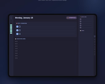 ADHD Planner | Digital GoodNotes iPad | Dark Mode Undated | Focus & Productivity