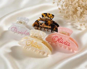 Custom Name Hair Claw Clip, Personalized Hair Claw With Rhinestone,Birthday Gift , Everyday Hair Clip, Group Gift,Your Logo