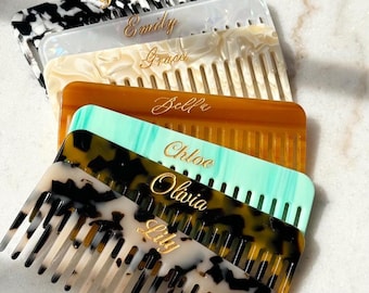 Personalized Wide-Tooth Comb, Custom Engraved Comb, Bridesmaid Gift, Wedding Favor, Purse Comb