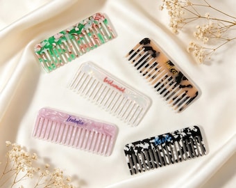 Personalized Wide-Tooth Comb, Custom Engraved Comb, Bridesmaid Gift, Wedding Favor, Purse Comb