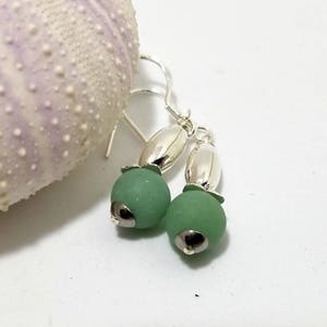 Green Aventurine Semi-Precious Gemstone Dangle Drop Earrings  #494