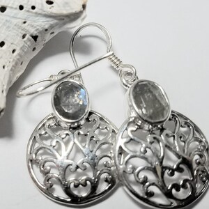 Mystic, Spectrolite,Labradorite Semi-Precious Gemstones,embedded in a Sophisticated Filigree Sterling Silver Setting #374