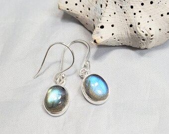 Labradorite Gemstone Dangle Drop Earrings # 1079