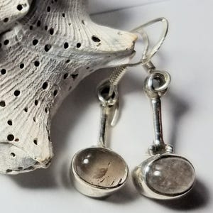 Moonstone Dangle Earrings: Sterling Silver Gemstone Drop Design