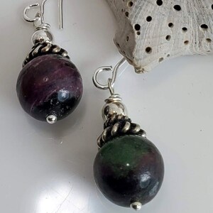 Ruby Zoisite Semi-Precious GemStones, adorned with Sterling Findings #1016