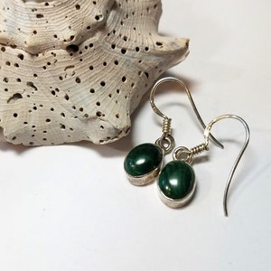 Malachite Dangle Earrings: Sterling Silver Gemstone Drops