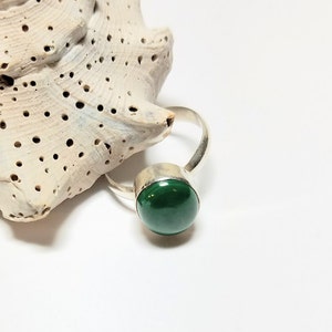 Malachite Semi-Precious Gem Stone Ring, Size 6 1/2, encased in .925 Sterling Silver, Deep Rich Green Coloring #191