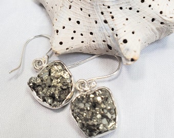 Pyrite Dangle Drop Earrings #1077